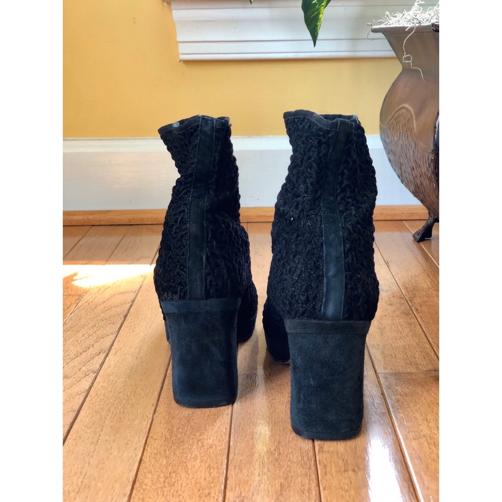 Textured Leather Elastic Block Heel Bootie - image 3